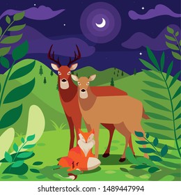 deers and fox happy autumn season