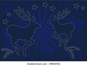 Deers in front of a blue target as vector file. Size and color can be changed.