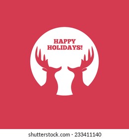 Deers happy holidays. Xmas greeting