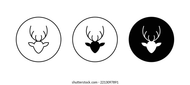 deer's head with antlers icon Reindeer head .Christmas icons vector, sign, symbol, logo, illustration, editable stroke, flat design style isolated on white linear