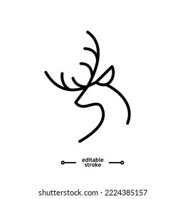 deer's head with antlers icon Reindeer head .Christmas icons vector, sign, symbol, logo, illustration, editable stroke, flat design style isolated on white linear