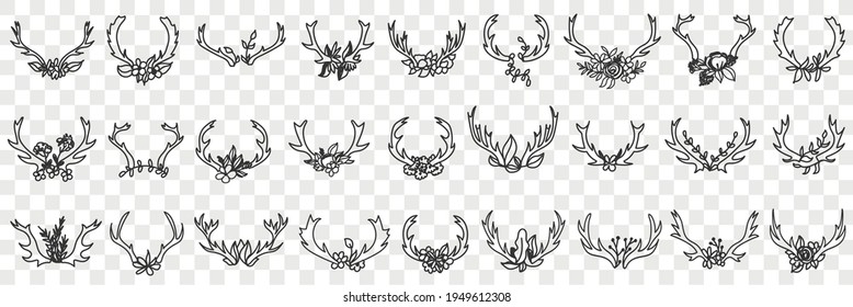 Deers horns as decorations doodle set