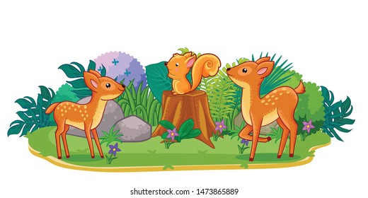 deers are playing together in the garden