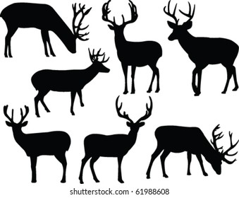 deers silhouette collection - vector