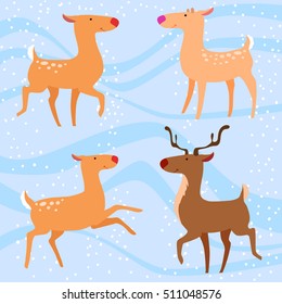 Deers in the snow.