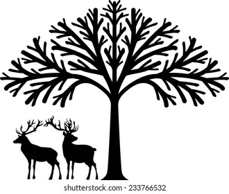 Cute Young Deer Decorative Forest Frame Stock Vector (Royalty Free ...