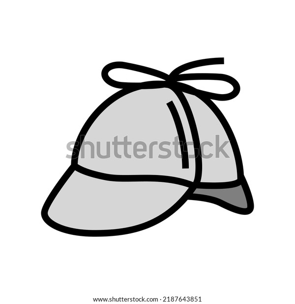 deerstalker hat cap color icon\
vector. deerstalker hat cap sign. isolated symbol\
illustration