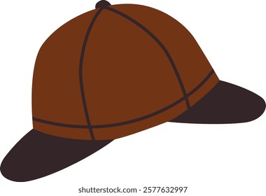 Deerstalker hat vector illustration. Headdress on transparent background. Gentleman classic fashion item. Style accessoire. Design template for label, banner, badge, logo.