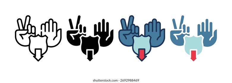 Icono de Web de desescalado en colección de estilos múltiples
