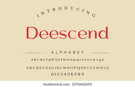 Deescend the luxury type elegant font and glamour alphabet vector set