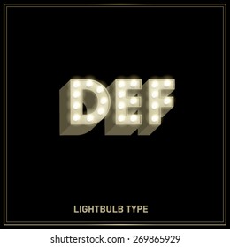 d,e,f lightbulb typeface/font vector/illustration