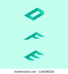 DEF vector Alphabetic illustration font isometric inside. Isometric font symbol and sign