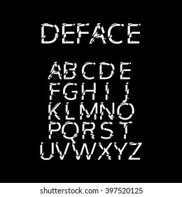 Deface Alphabet. Glitch. Distortion. Concept For Your Logo. Vector Illustration