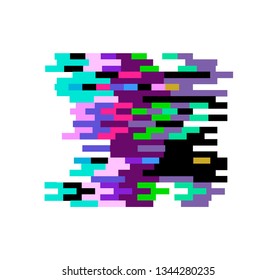 Defaced and glitched square. Glitch Art/ Cyberpunk logotype for 8bit music band, electronic music. Futuristic and awesome logo design template.
