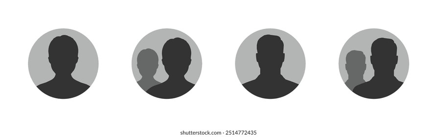 Default anonymous user portrait flat vector illustration designs set