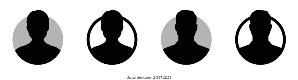 Default anonymous user portrait vector illustration flat vector designs set. Stock image