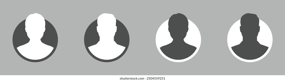 Default anonymous user portrait vector illustrations set. User flat vector designs set