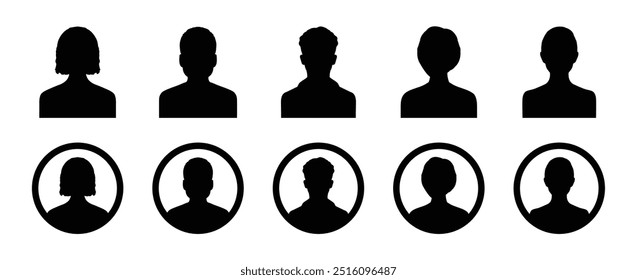 Default anonymous user portrait vector illustration flat vector designs. User portrait icons set