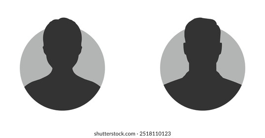 Default anonymous user portrait vector illustration flat vector designs set