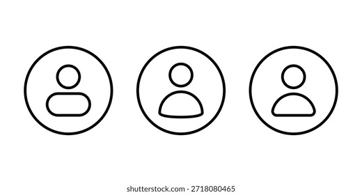 Ícone padrão da estrutura de tópicos do avatar em linha circular. Símbolo de perfil de conta de mídia social