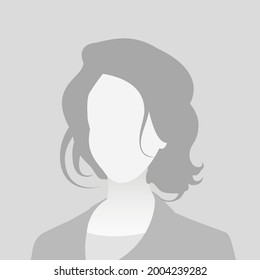 Default avatar photo placeholder. Grey profile picture icon. Business woman illustration