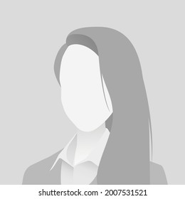 Default avatar photo placeholder. Grey profile picture icon. Business woman illustration