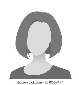 Marcador de posición de foto de avatar predeterminado. Icono de imagen de perfil gris. Mujer en camiseta