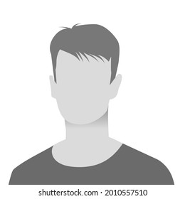 Marcador de posición de foto de avatar predeterminado. Icono de imagen de perfil gris. Hombre con camiseta