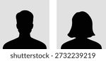 Default avatar profile icon. black placeholder. Man and woman silhouette style