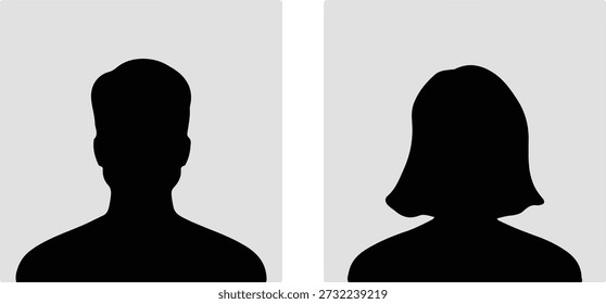 Default avatar profile icon. black placeholder. Man and woman silhouette style