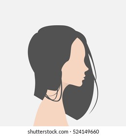 Default avatar profile icon. Colorful placeholder photo. The girl in a beautiful hairdress in a profile