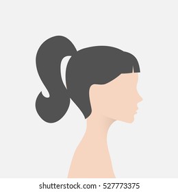 Default avatar profile icon. Colorful placeholder photo. The girl in a beautiful hairstyle in a profile
