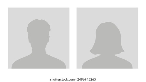 Default avatar profile icon. Gray placeholder. Man and woman. Vector illustration