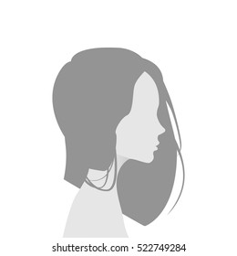 Default avatar profile icon. Gray placeholder photo. The girl in a beautiful hairdress in a profile