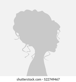 Default avatar profile icon. Gray placeholder photo. The girl in a beautiful hairstyle in a profile