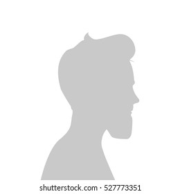 Default avatar profile icon. Gray placeholder photo. The man in a beautiful hairstyle in a profile. Lumbersexual silhouette 