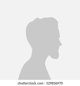 Default avatar profile icon. Gray placeholder photo. The man in a beautiful hairstyle in a profile. Lumbersexual silhouette 