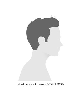 Default avatar profile icon. Gray placeholder photo. The man in a beautiful hairstyle in a profile