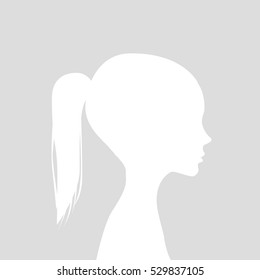 Default avatar profile icon. Gray placeholder photo. The girl in a beautiful hairstyle in a profile