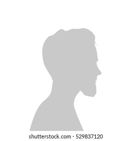 Default avatar profile icon. Gray placeholder photo. The man in a beautiful hairstyle in a profile. Lumbersexual silhouette 