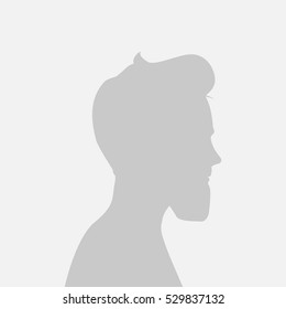 Default avatar profile icon. Gray placeholder photo. The man in a beautiful hairstyle in a profile. Lumbersexual silhouette 