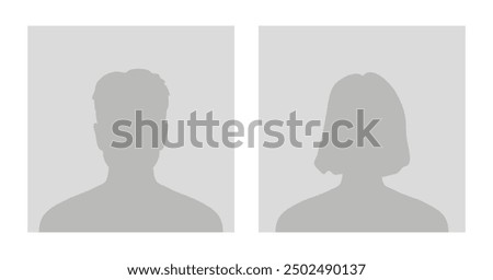 Default avatar profile icon. Gray placeholder. Man and woman. Vector illustration