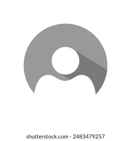 Default avatar profile icon with long shadow. Simple user sign symbol