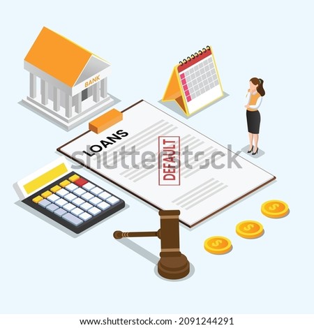 Default bank loans isometric 3d vector concept for banner, website, illustration, landing page, flyer, etc.