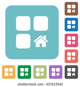 Default component white flat icons on color rounded square backgrounds