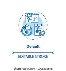 Default concept icon. Economic crisis, financial problem idea thin line illustration. Payment issues, debt repayment inability or refusal. Vector isolated outline RGB color drawing. Editable stroke