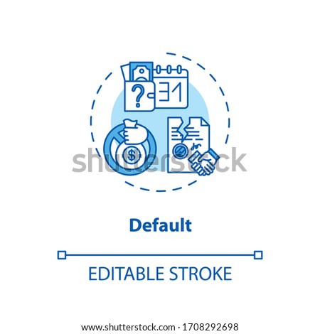 Default concept icon. Economic crisis, financial problem idea thin line illustration. Payment issues, debt repayment inability or refusal. Vector isolated outline RGB color drawing. Editable stroke