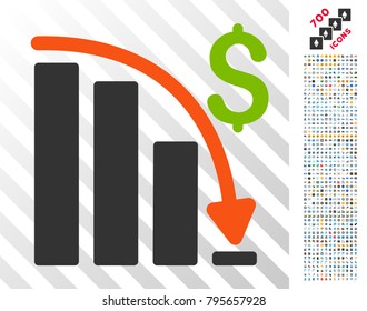 Default Crisis Fail pictograph with 7 hundred bonus bitcoin mining and blockchain pictures. Vector illustration style is flat iconic symbols design for crypto-currency websites.