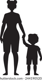 Default Flat design mother and son silhouette illustration