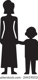 Default Flat design mother and son silhouette illustration